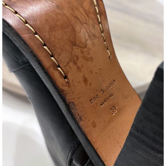 Rag & Bone Noelle Open Toe Booties Black Leather Heels US Size 8 EU Size 39 - Picture 8 of 9